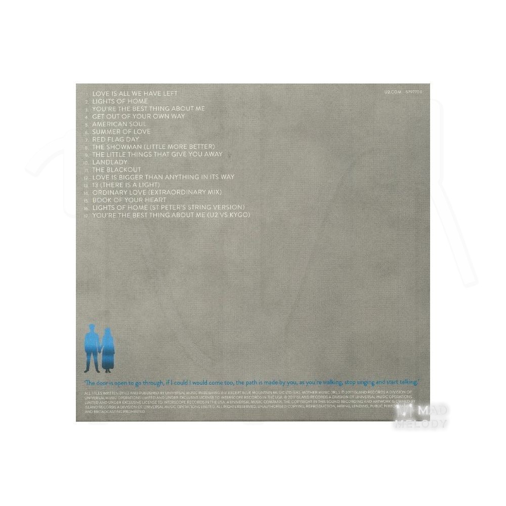 Bìa sau Đĩa CD album nhạc U2 - Songs Of Experience 2017 Deluxe Edition