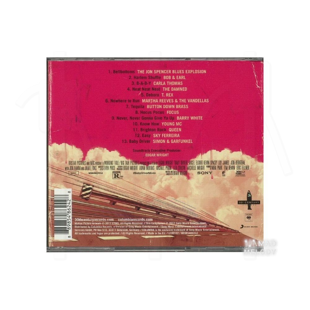 Bìa sau Đĩa CD album nhạc Various Artists - Baby Driver 2017 Soundtrack