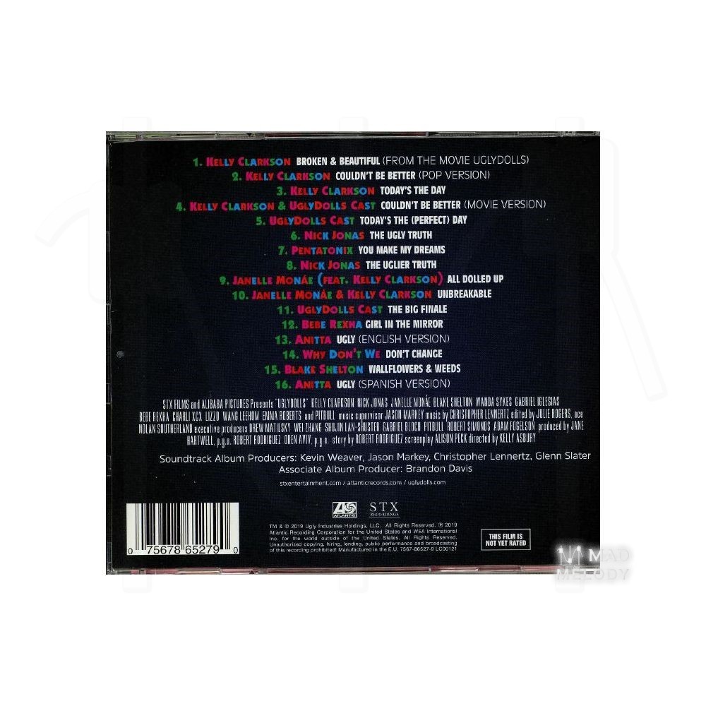 Bìa sau Đĩa CD album nhạc Various Artists - UglyDolls 2019 Soundtrack