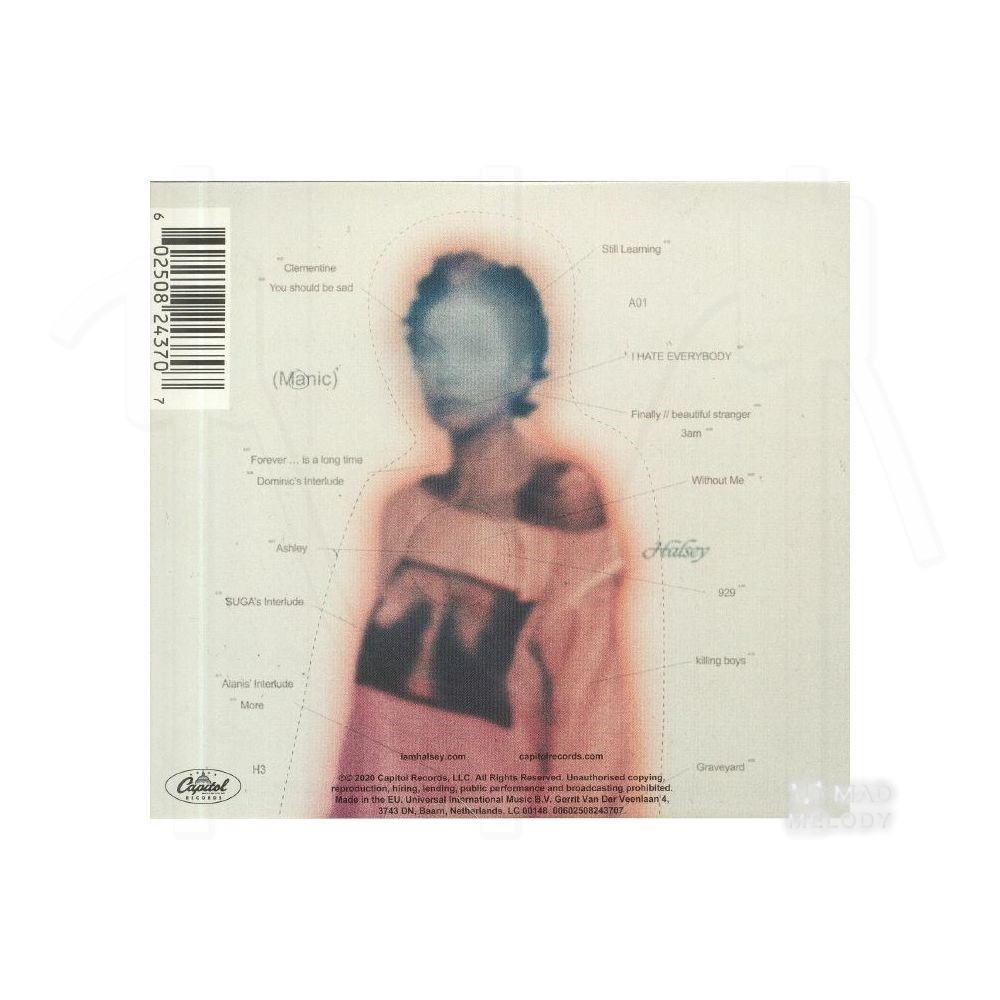 Bìa sau đĩa CD nhạc Halsey - Manic