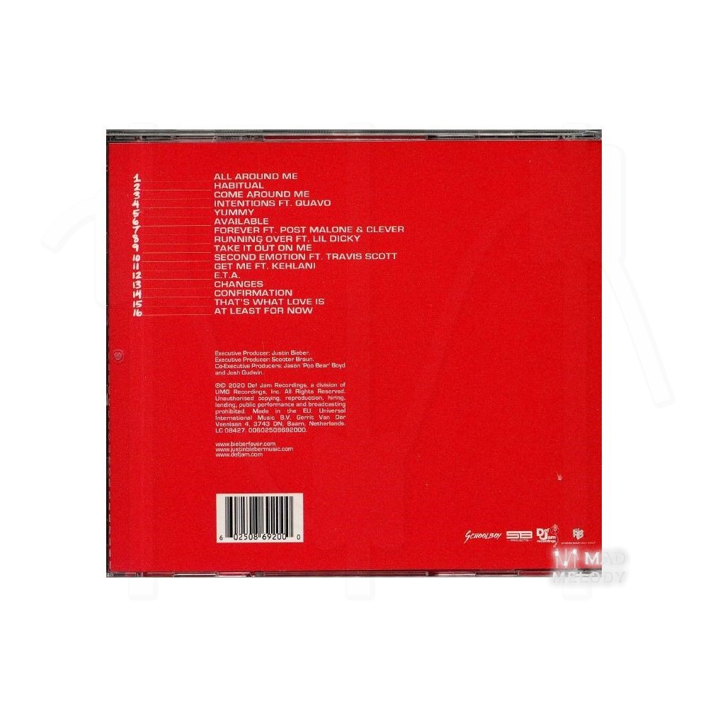 Bìa sau đĩa CD nhạc Justin Bieber - Changes 2020