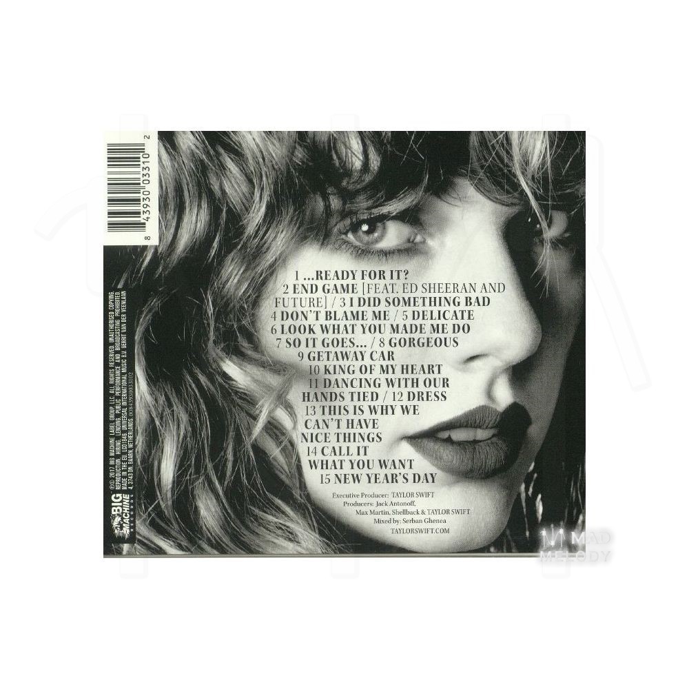 Bìa sau Đĩa CD album nhạc Taylor Swift - reputation 2017