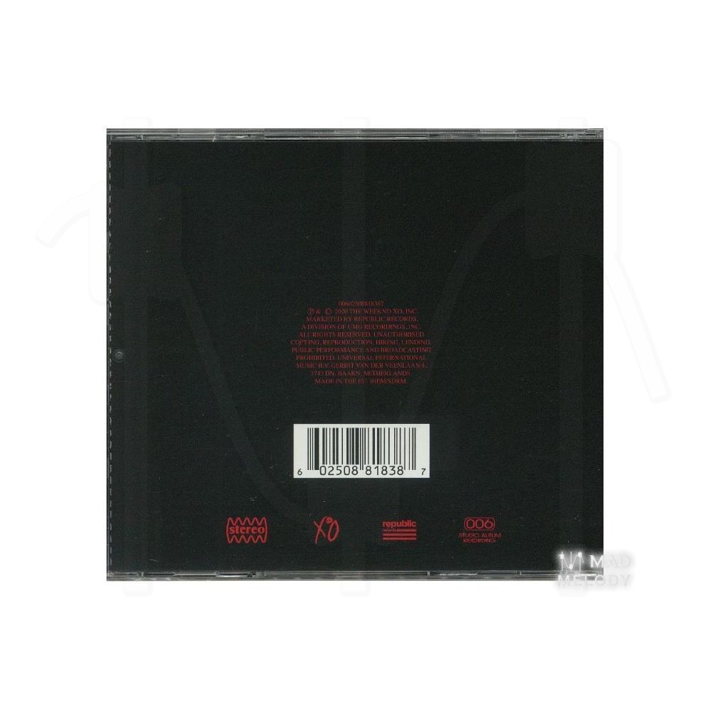Bìa sau Đĩa CD album nhạc The Weeknd - After Hours 2020