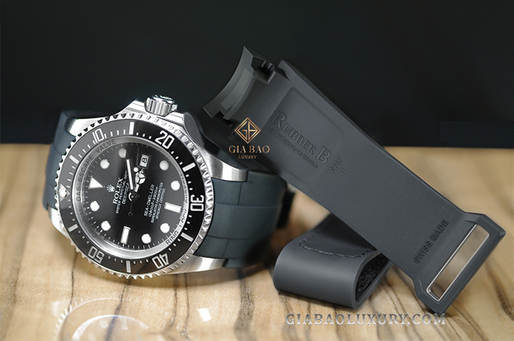 Dây cao su Rubber B dành cho đồng hồ Rolex Sea-Dweller DEEPSEA 44mm Ref. 116660 vành Ceramic khóa Glidelock (2008 - 2017) - Velcro® Series Dây Rubber B Velcro® Series cho Rolex Sea-Dweller DEEPSEA 116660