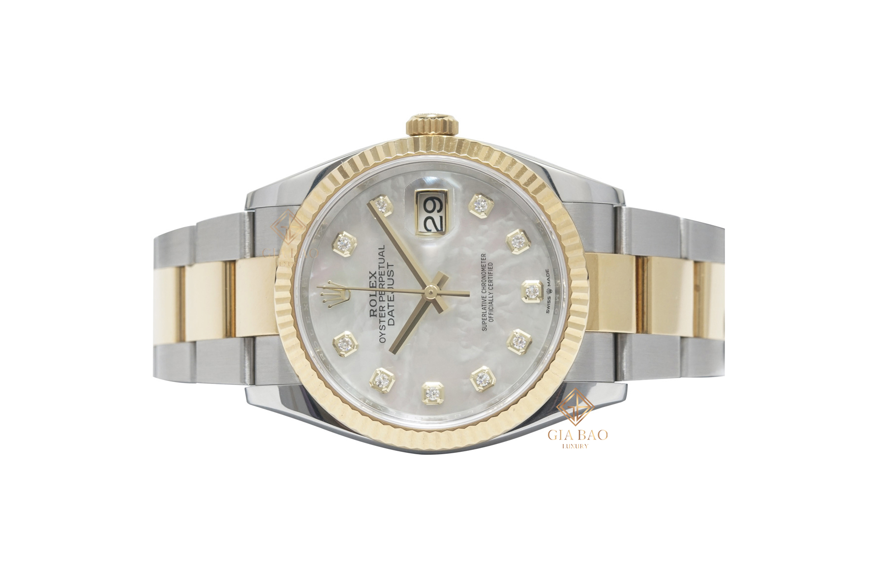 Rolex Datejust 36 126233 Mặt Số Vỏ Trai Trắng Dây Đeo Oyster