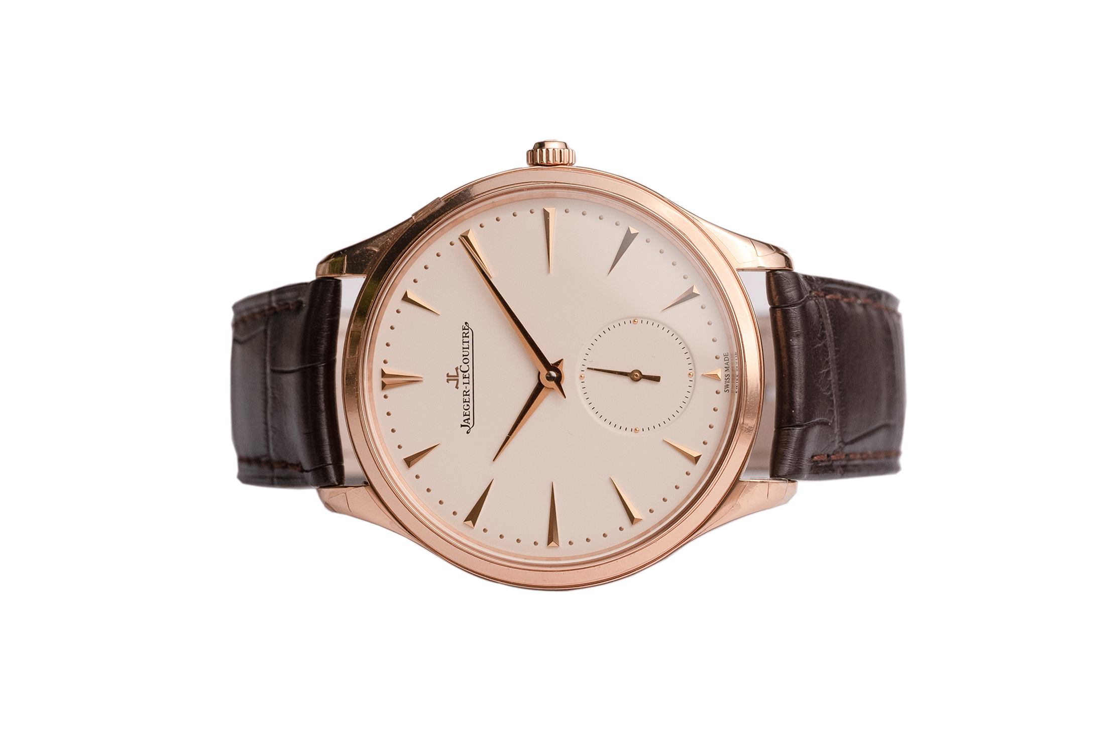 Jaeger-Lecoultre Master Ultra Thin Q1272510 (dây da tổng hợp, 3 kim, máy chạy cơ, hàng kèm hộp, giấy hướng dẫn, thẻ bảo hành) S/N 3121006. hàng mới 100%
