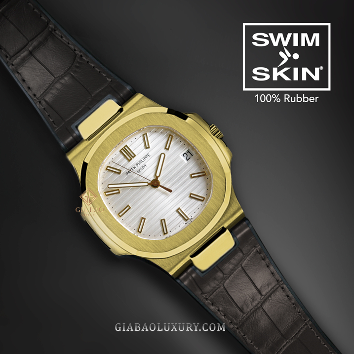 Dây cao su Rubber B dành cho đồng hồ Patek Philippe Nautilus 5711 - SwimSkin® Giả Da Cá Sấu Dây Rubber B SwimSkin® Da Cá Sấu cho Patek Philippe Nautilus 5711