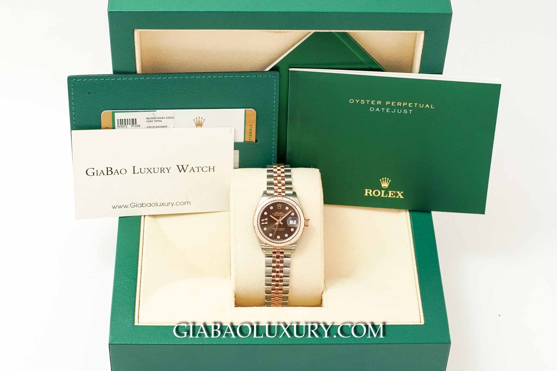 Rolex Lady-Datejust 279171 Mặt chocolate cọc số kim cương la mã Rolex Lady-Datejust 279171 Chocolate, Diamond-set Dial
