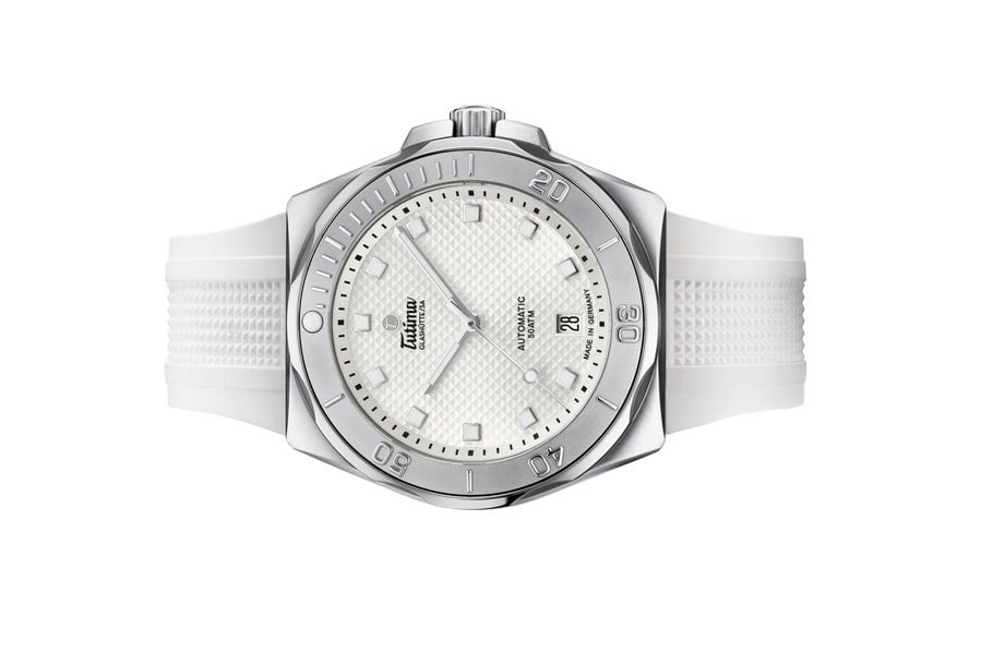 Tutima, dòng sản phẩm M2 Seven Seas S, Ref no: 6156-25, mặt số màu trắng size 40mm, máy tự động, vỏ đồng hồ bằng thép không gỉ, dây cao su, hàng mới 100%