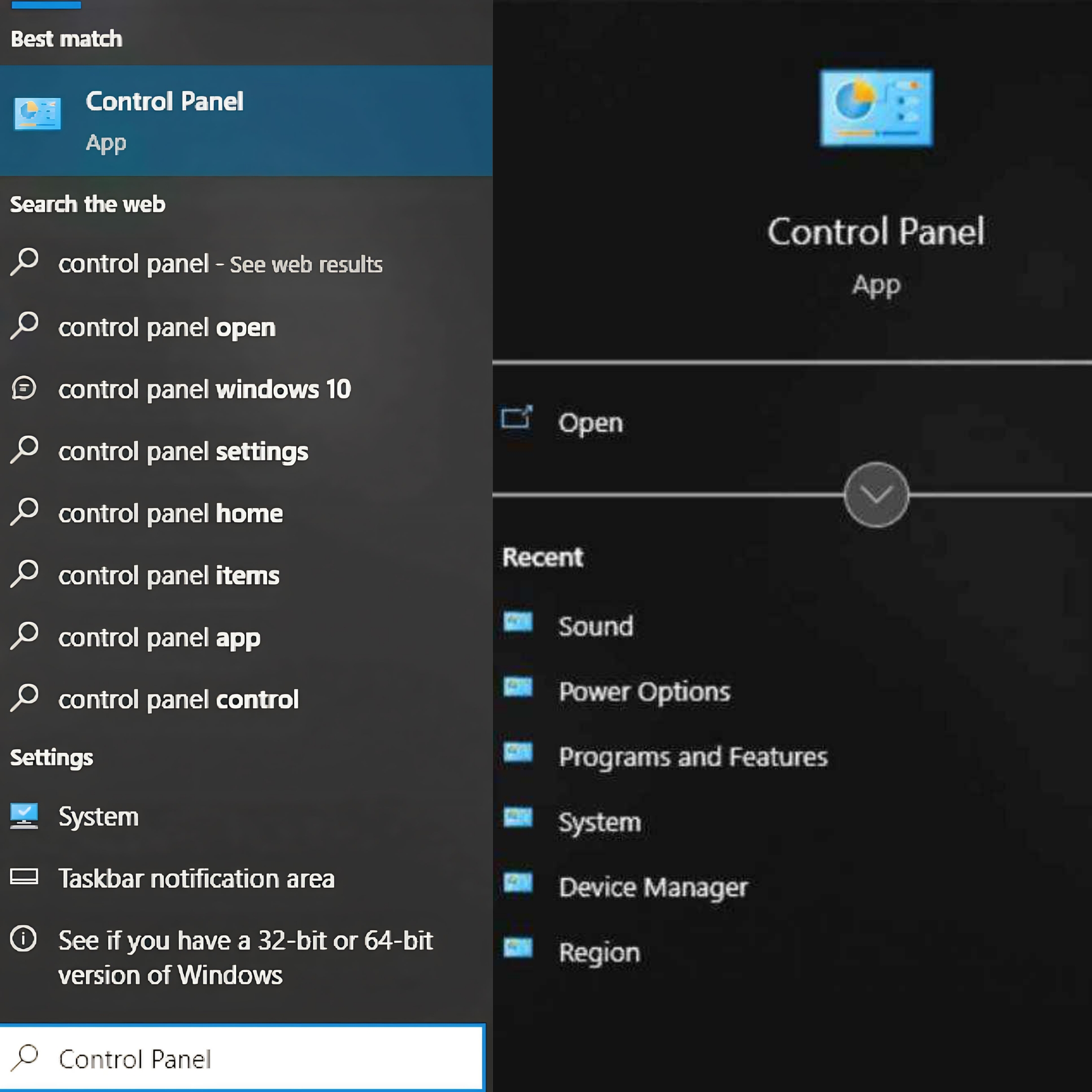 Hướng dẫn vào Control Panel