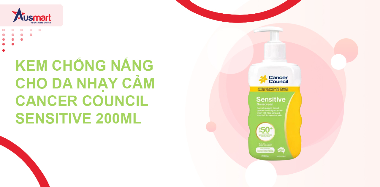 Kem chống nắng cho da nhạy cảm Cancer Council Sensitive 200ml