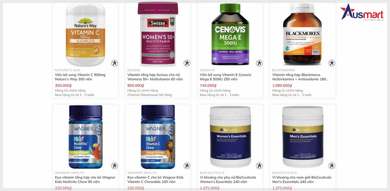 Nhóm thực phẩm chức năng bổ sung vitamin và khoáng chất