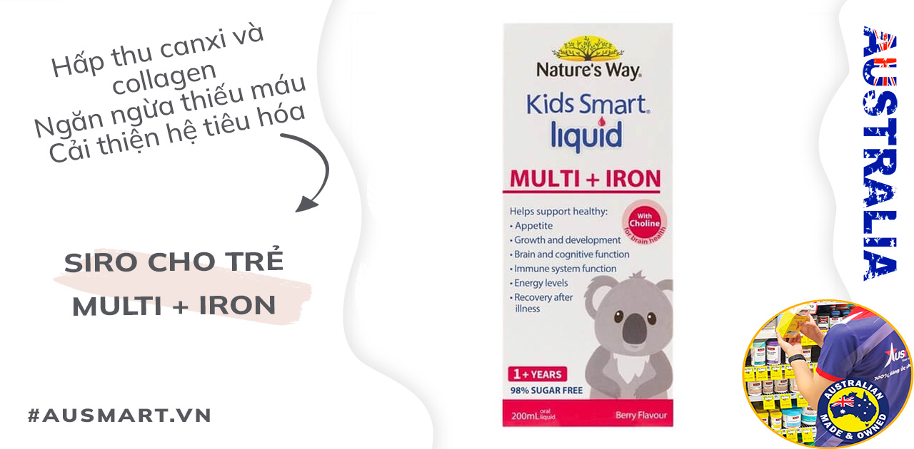 Sắt nước cho bé Nature's Way Multi + Iron Liquid Kids Smart 200ml