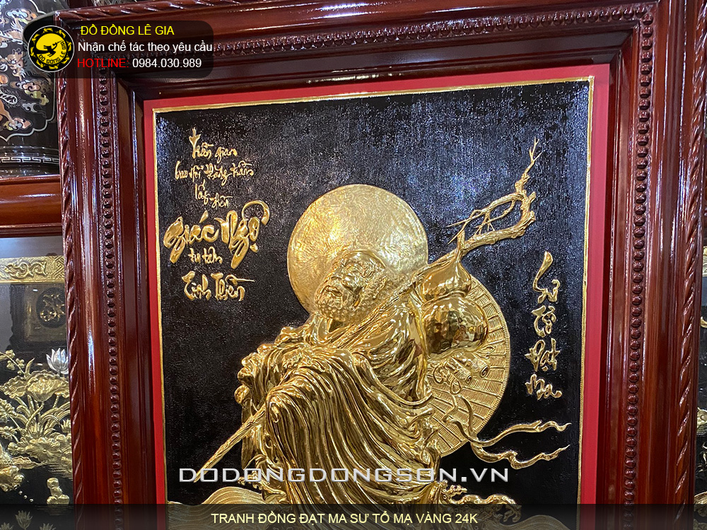 Tranh đồng đạt ma sư tổ mạ vàng 24k treo như thế nào đúng nhất?