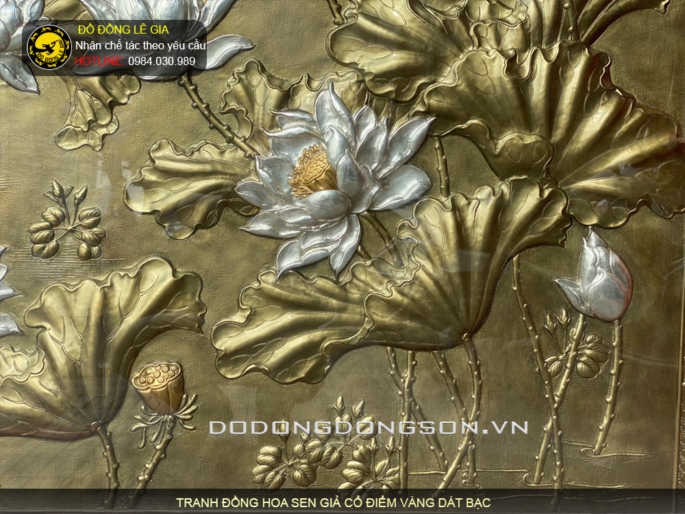 Ý nghĩa tranh đồng hoa sen giả cổ điểm vàng bạc