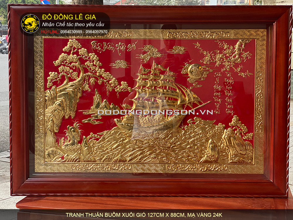 Tranh đồng thuận buồm mạ vàng 24k
