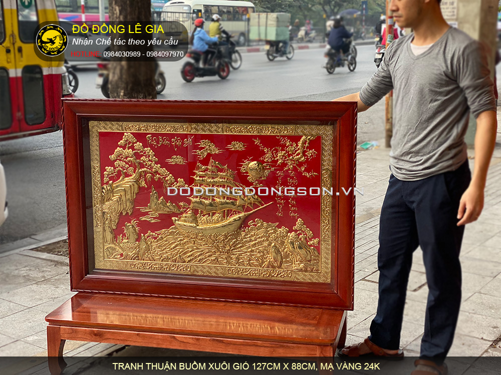 Vẻ đẹp của tranh đồng thuận buồm xuôi gió mạ vàng 24k