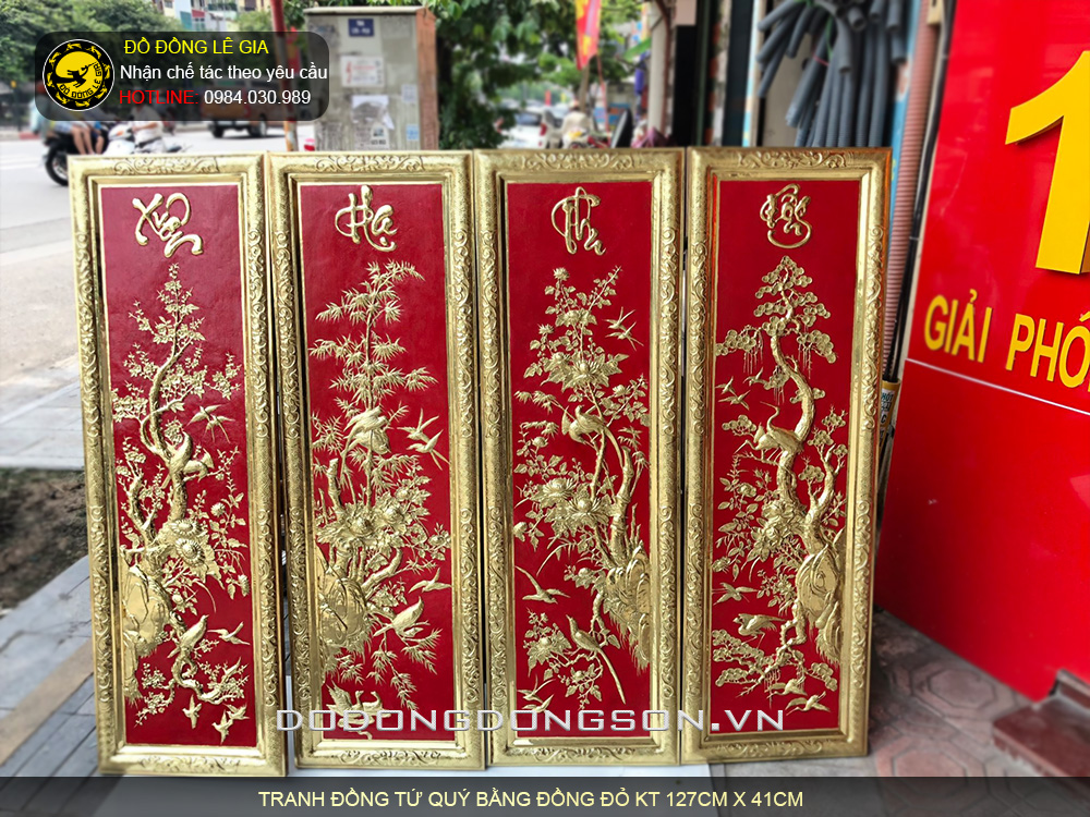 Khám phá vẻ đẹp và sự đặc biệt của tranh đồng tứ quý khung đồng liền tấm