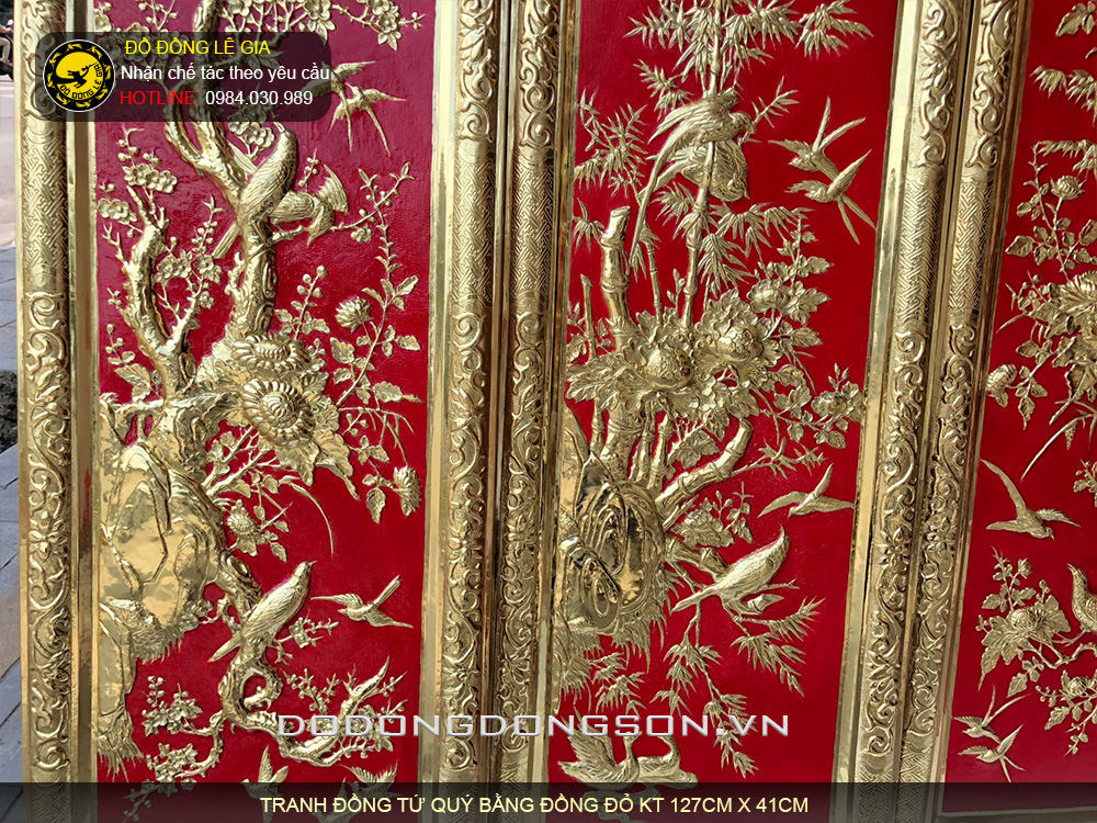 vẻ đẹp của tranh đồng tứ quý khung đồng liền tấm