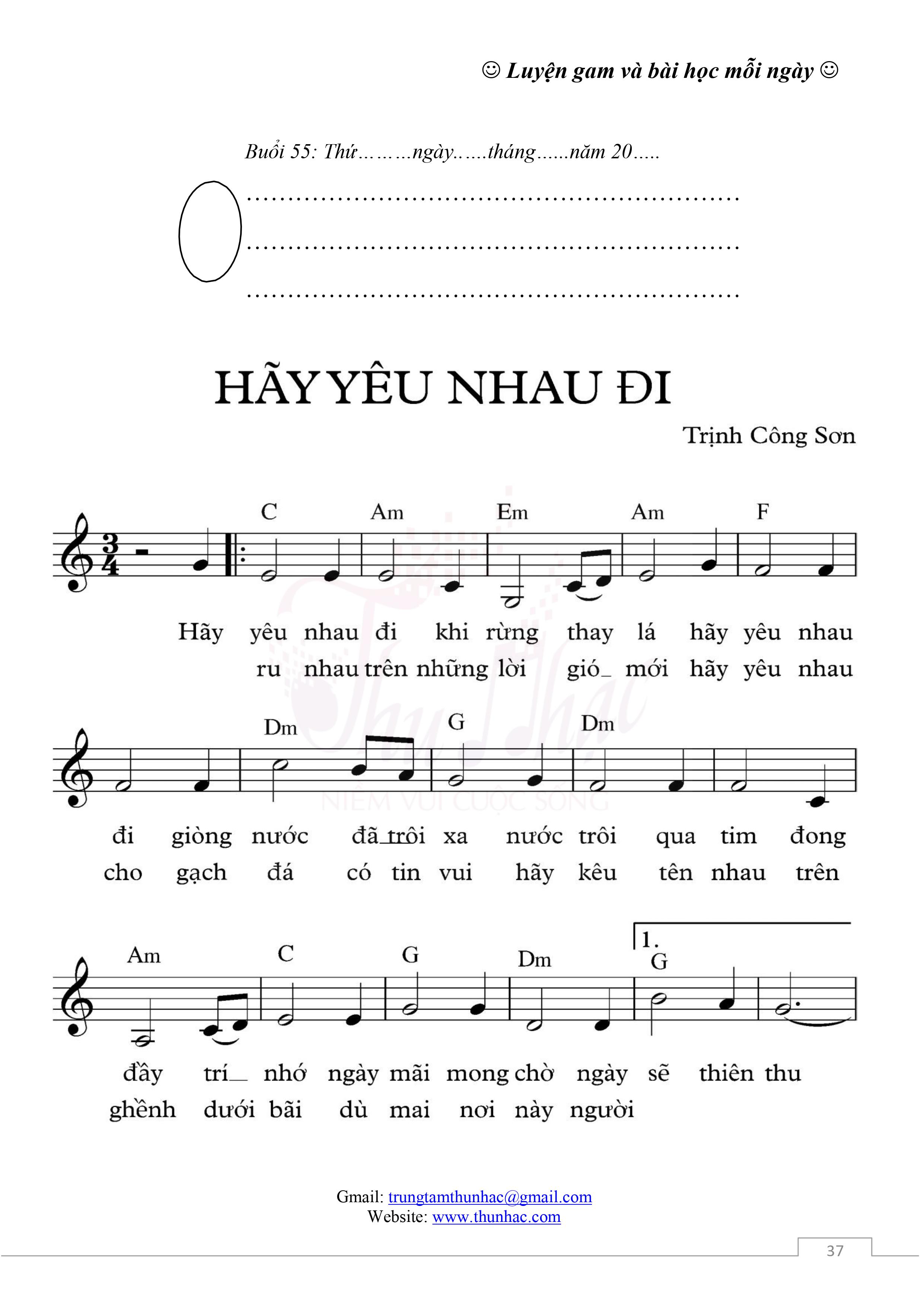 Sheet Guitar "Hãy yêu nhau đi"
