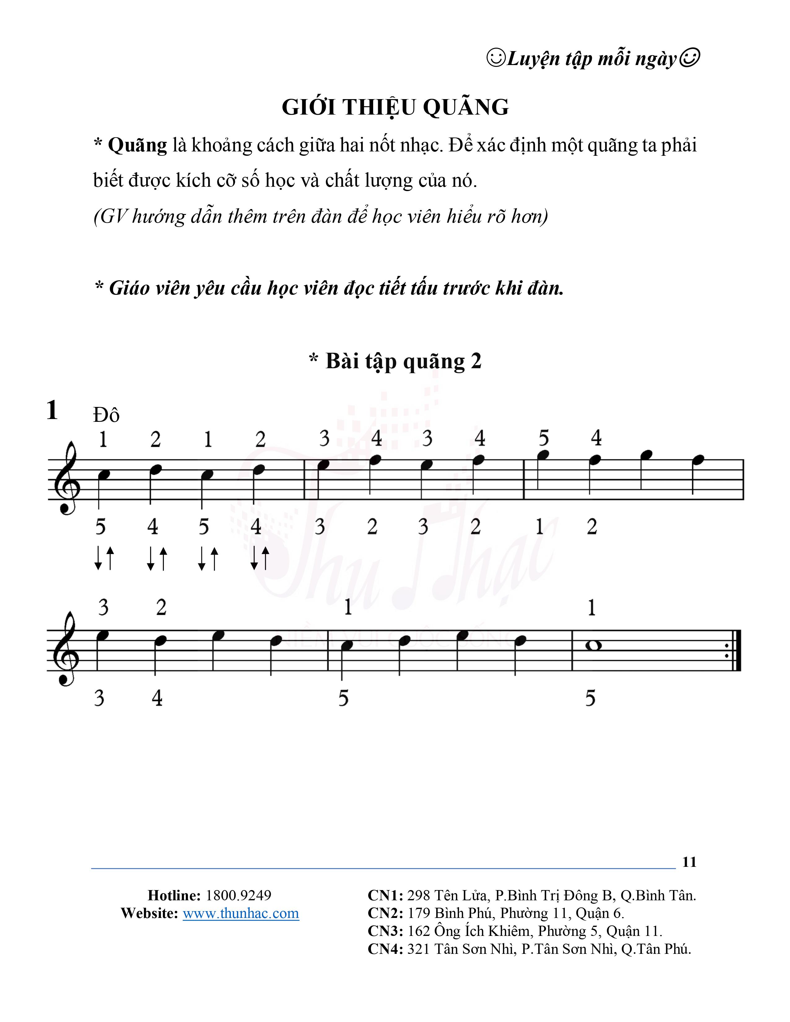 Bài tập piano luyện ngón quãng 2