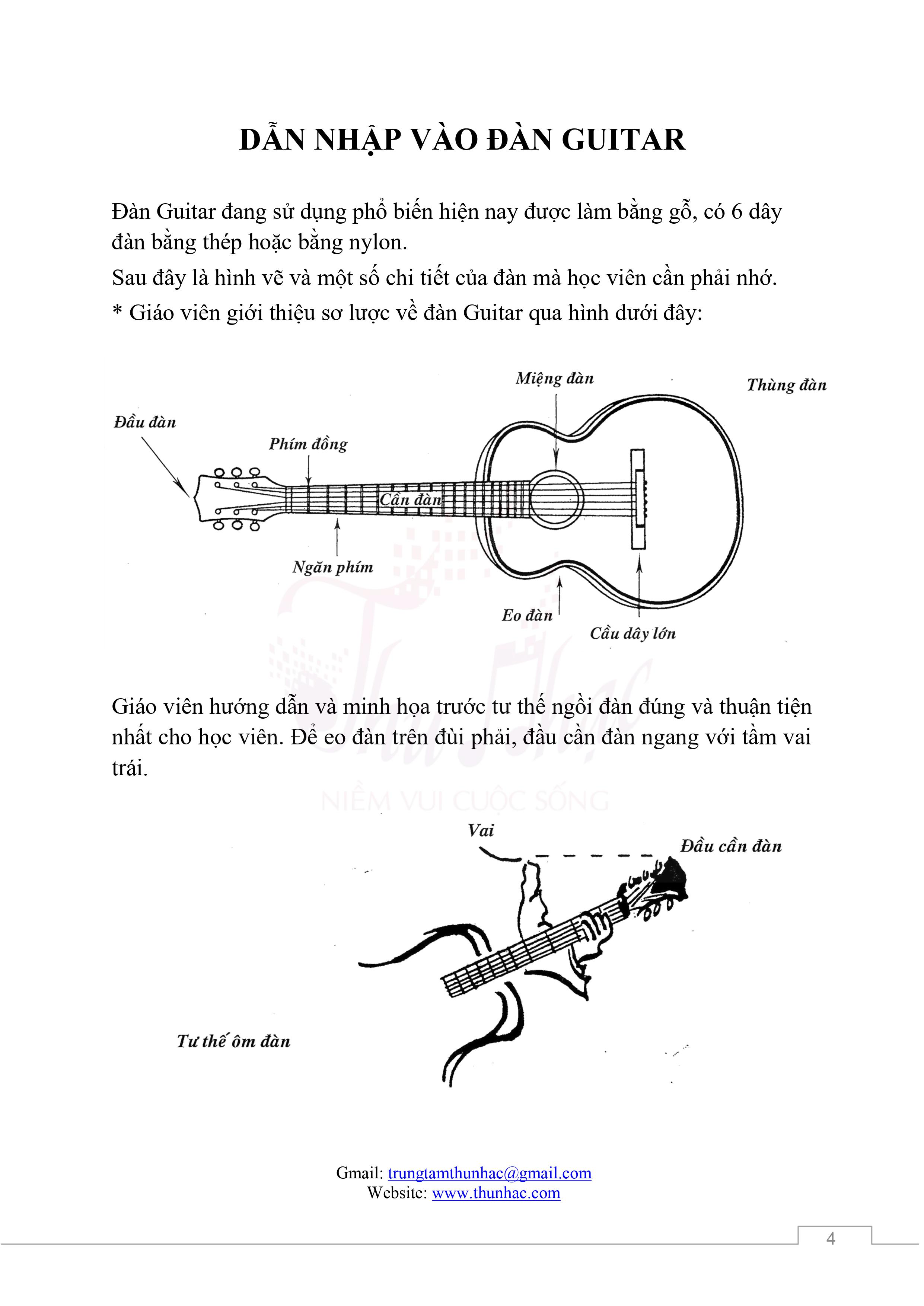 Cấu tạo đàn guitar và tư thế ngồi đàn