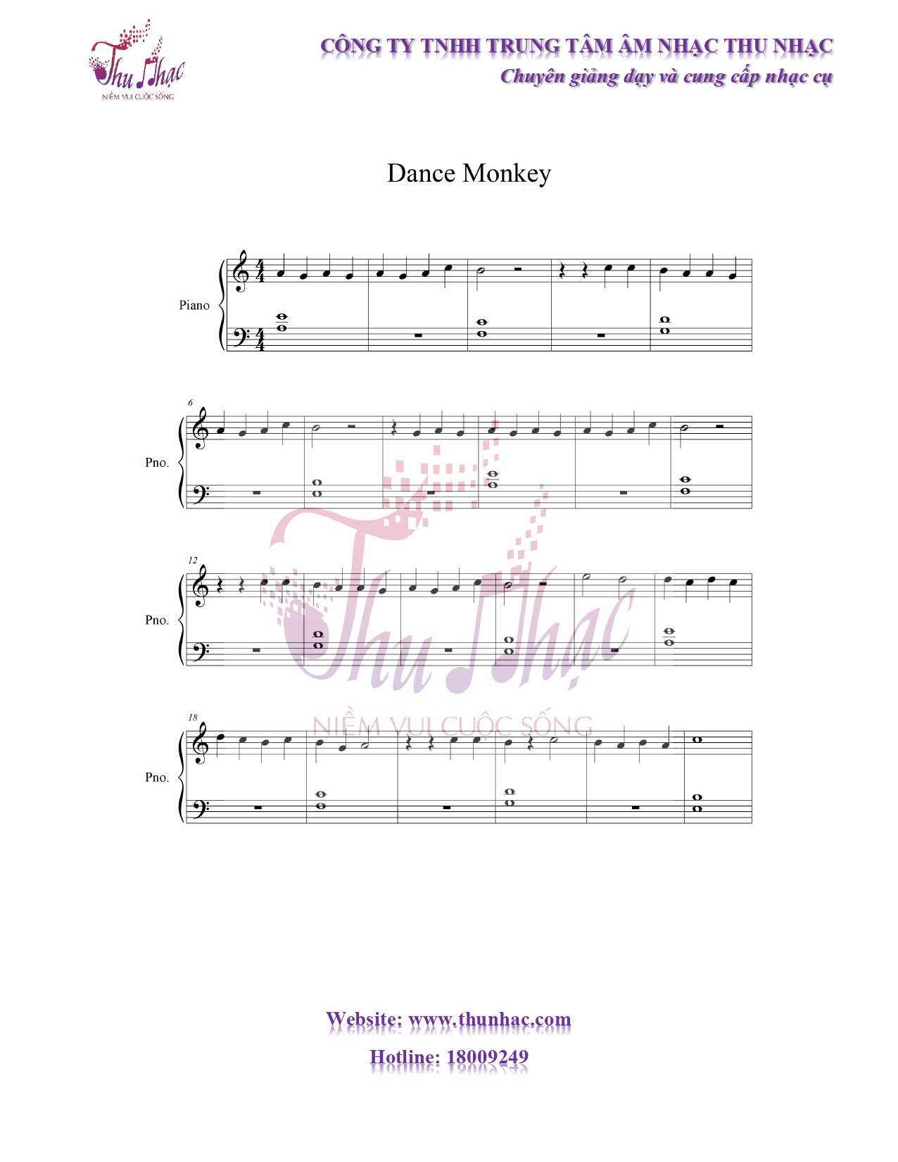 Sheet nốt bản nhạc "Dance Monkey"