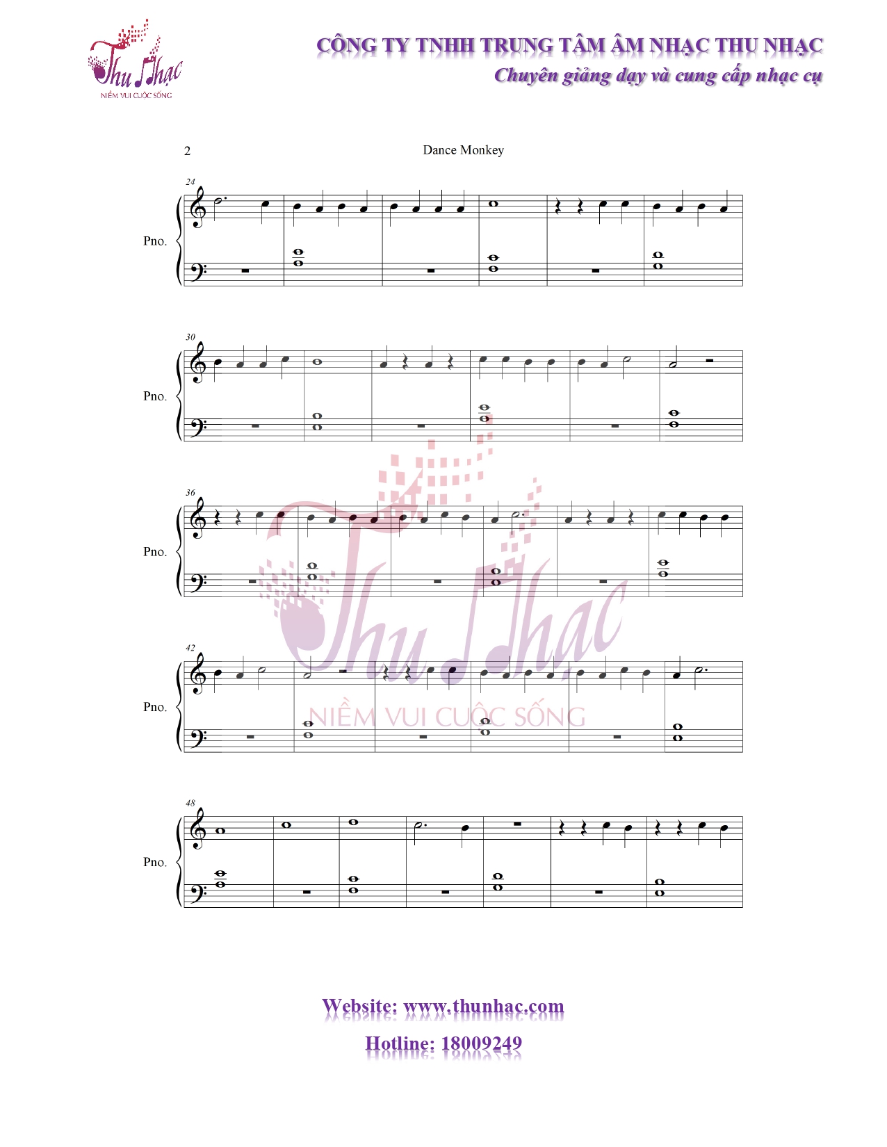 Sheet nốt bản nhạc "Dance Monkey"