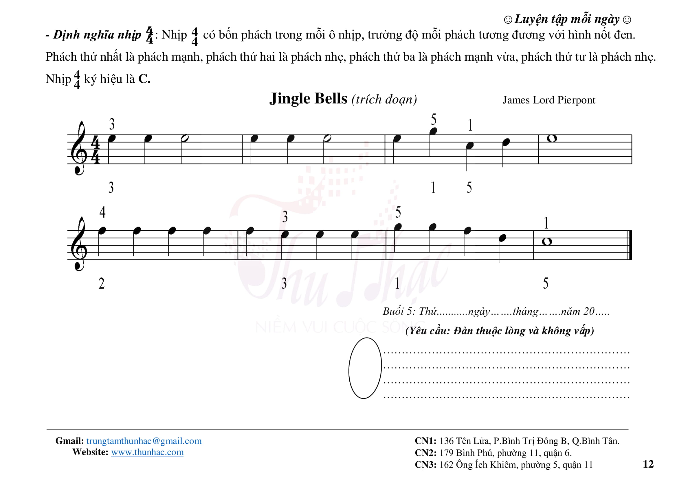 Sheet Piano Jingle Bells
