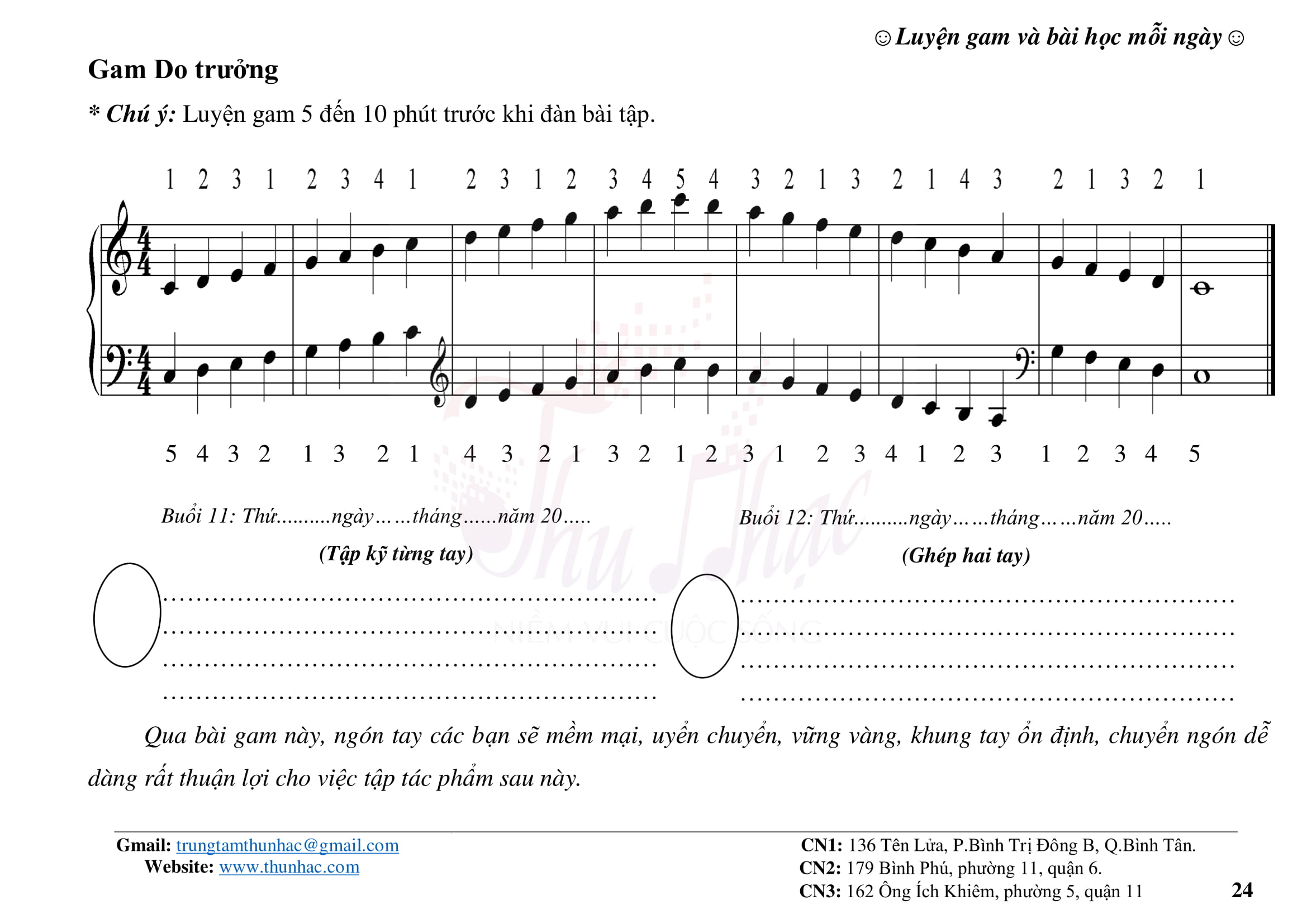 Bài tập luyện gam Đô trưởng