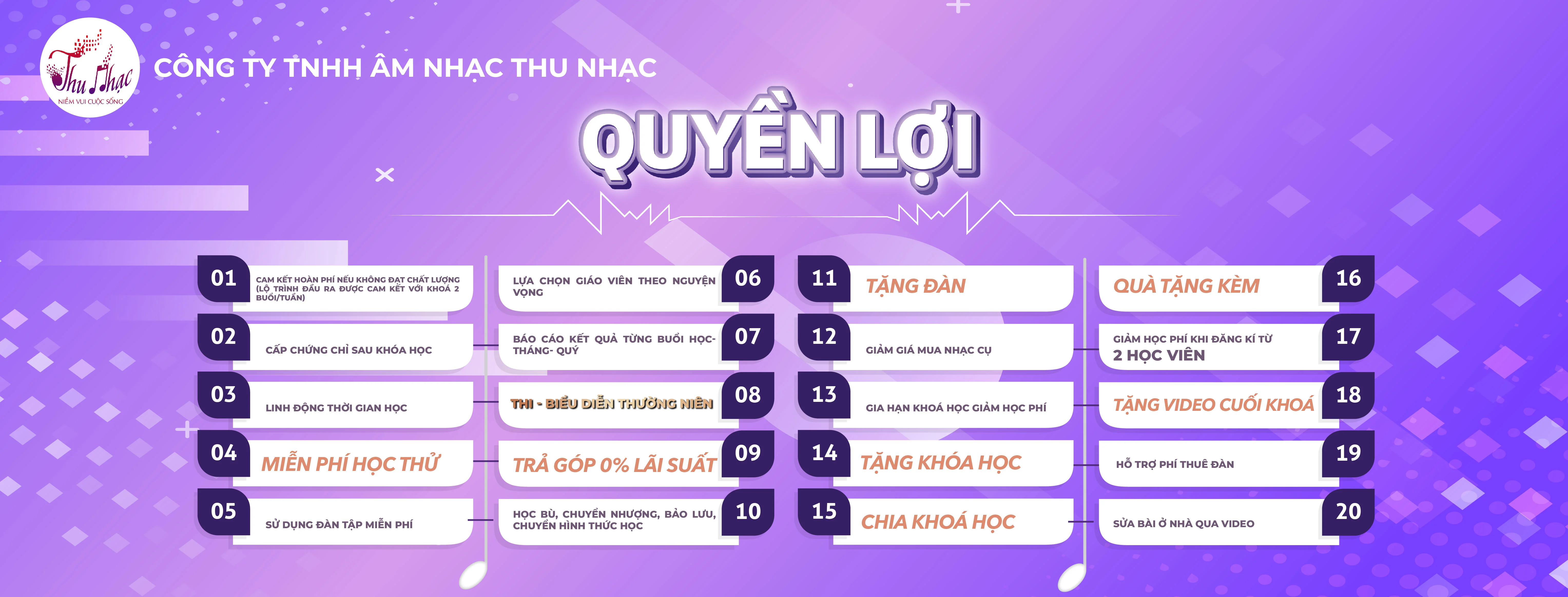 Quyền lợi học đàn organ tại Thu Nhạc