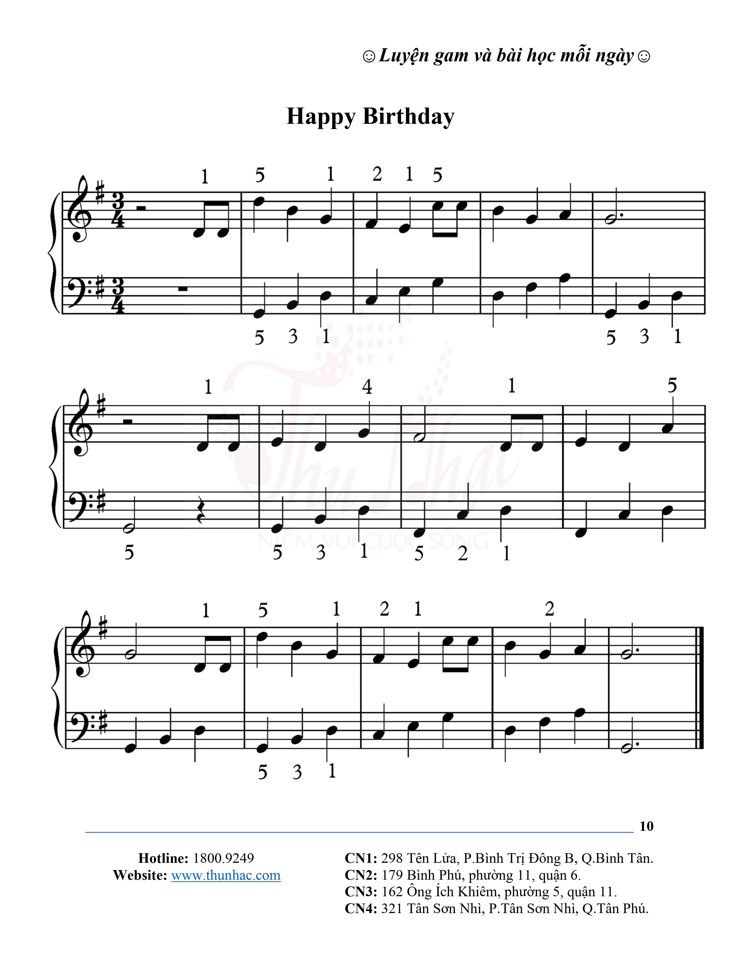 Bài tập thực hành tác phẩm Happy Birthday