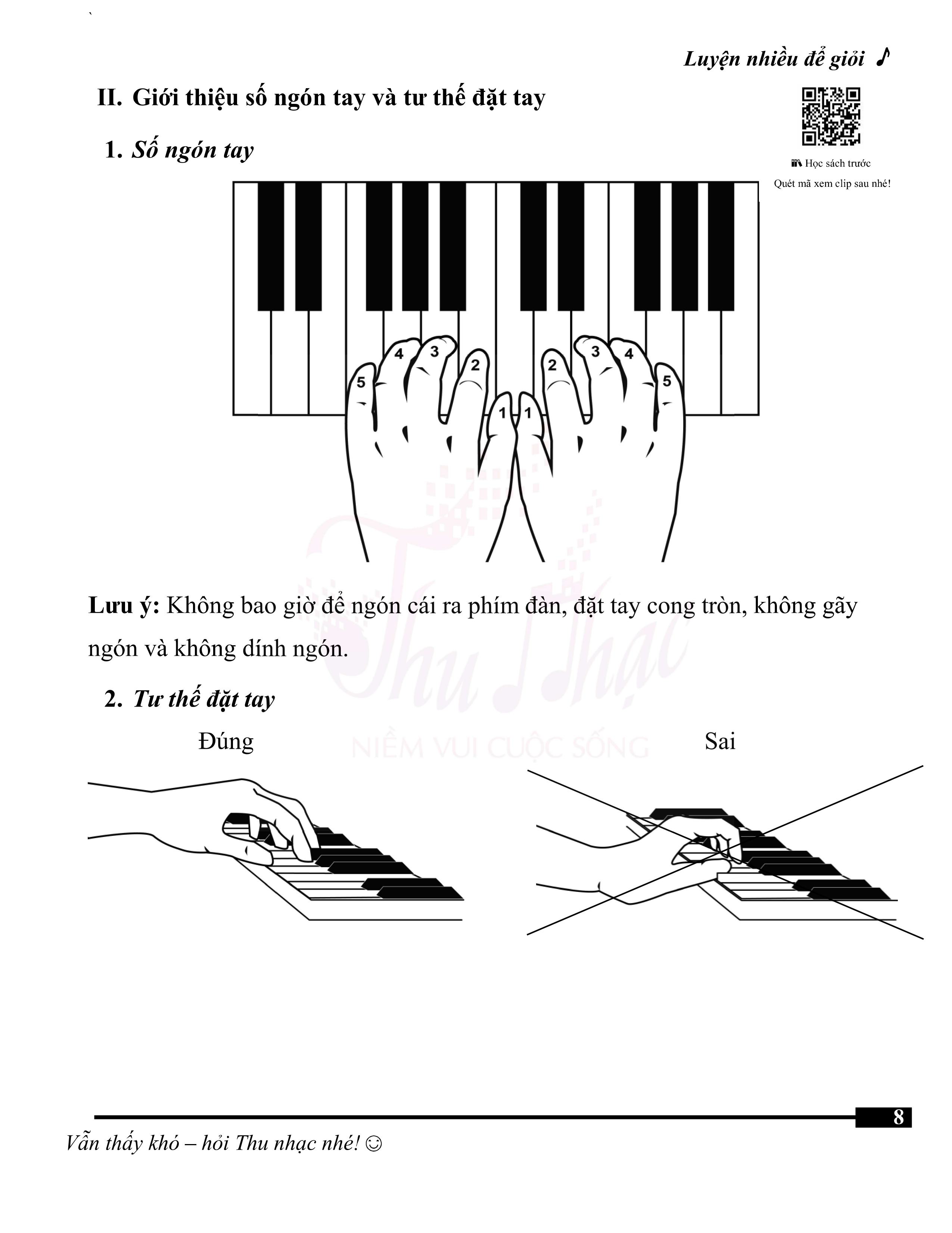 Vị trí ngón tay trên phím đàn piano