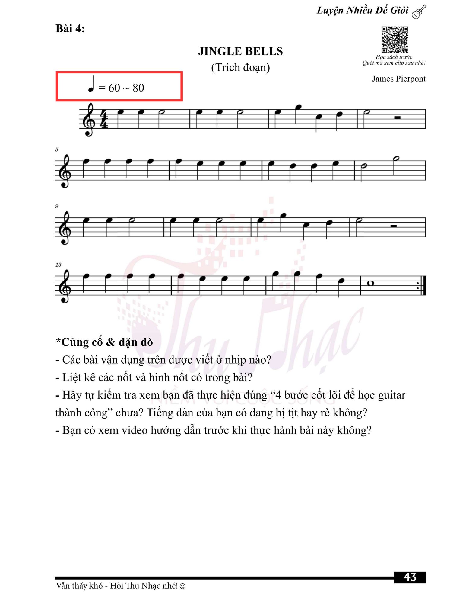 Vị trí của tempo trên bản nhạc