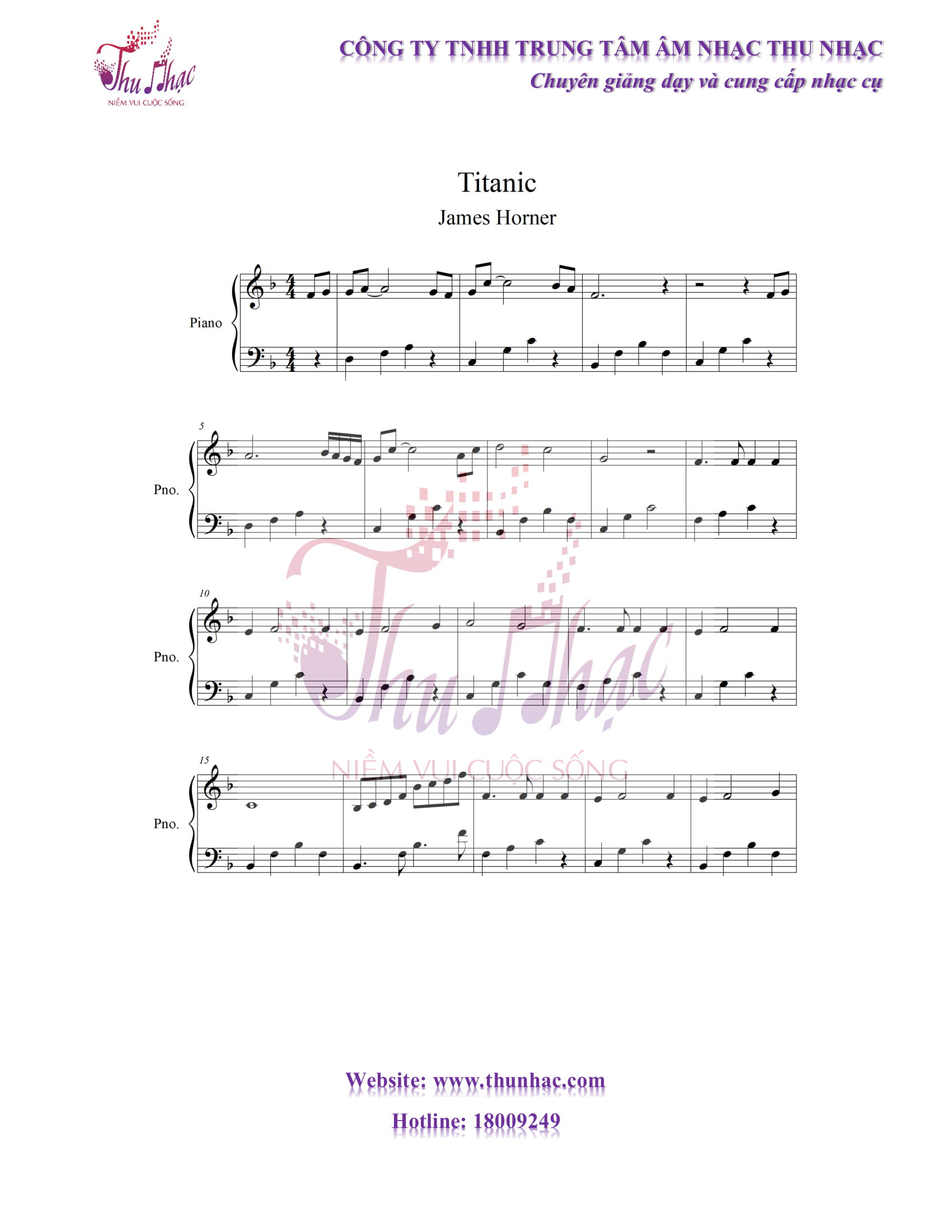 sheet My heart will go on piano