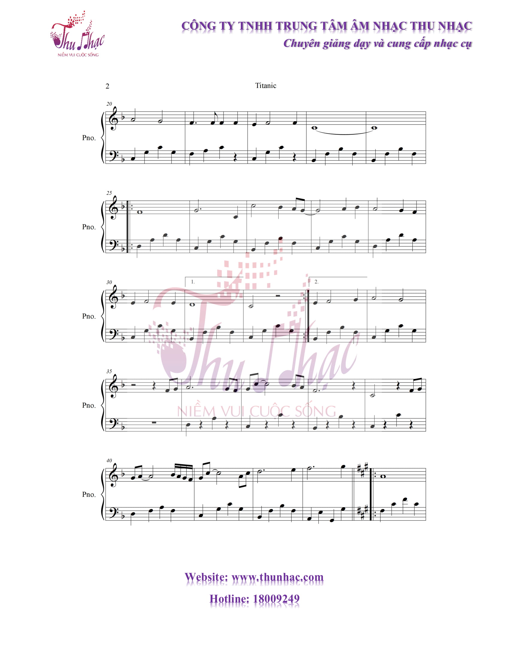 sheet My heart will go on piano