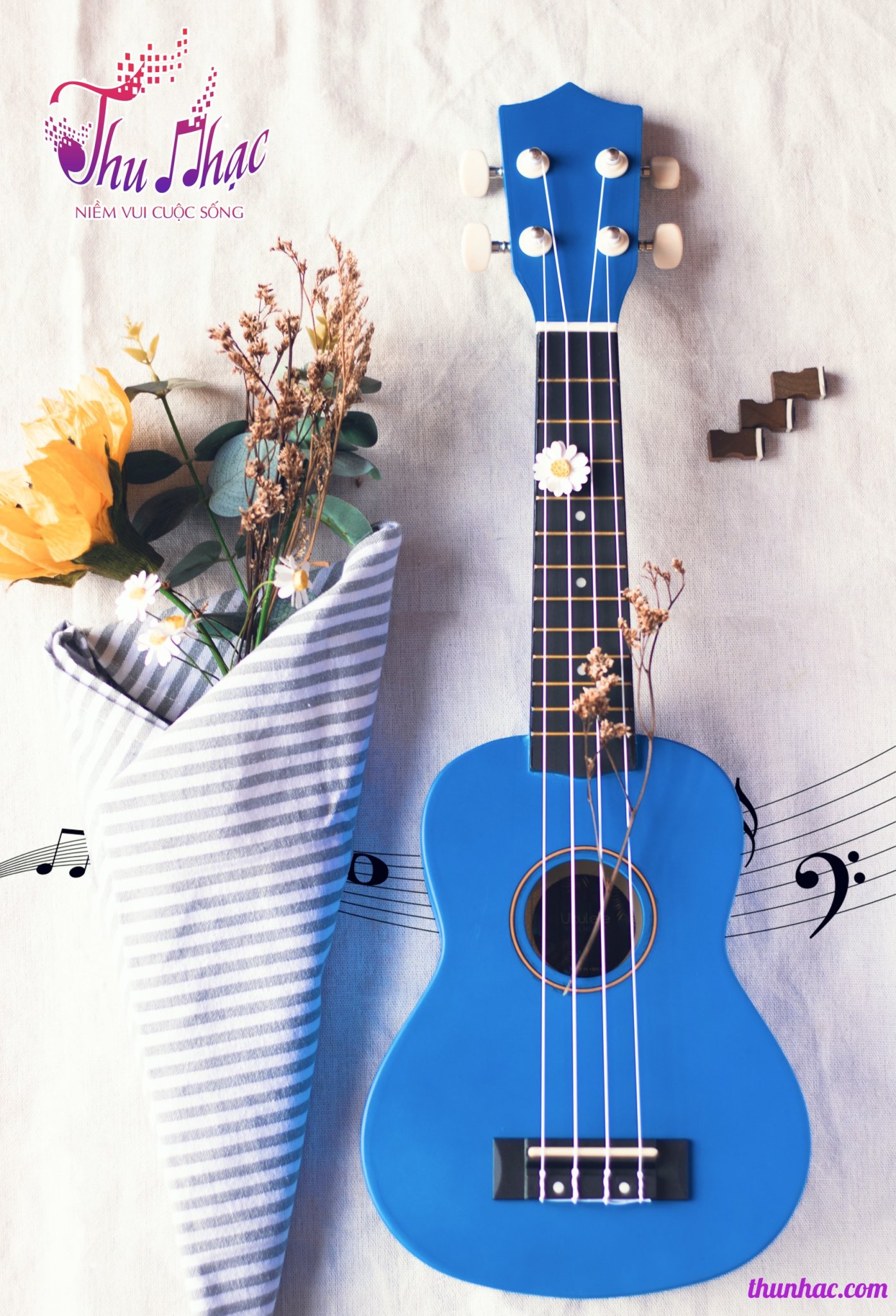 Đàn Ukulele màu xanh lam chính hãng