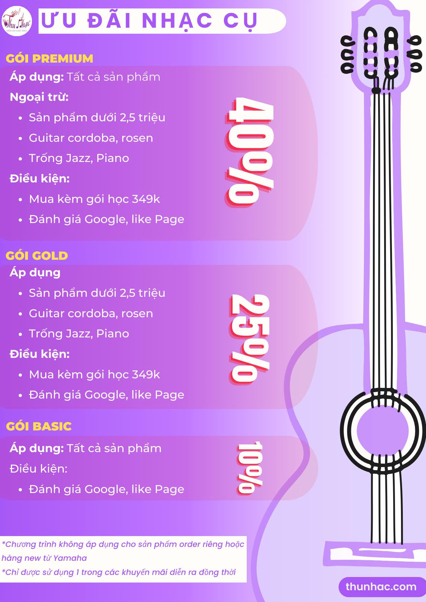 Ưu đãi mua nhạc cụ tại Thu Nhạc