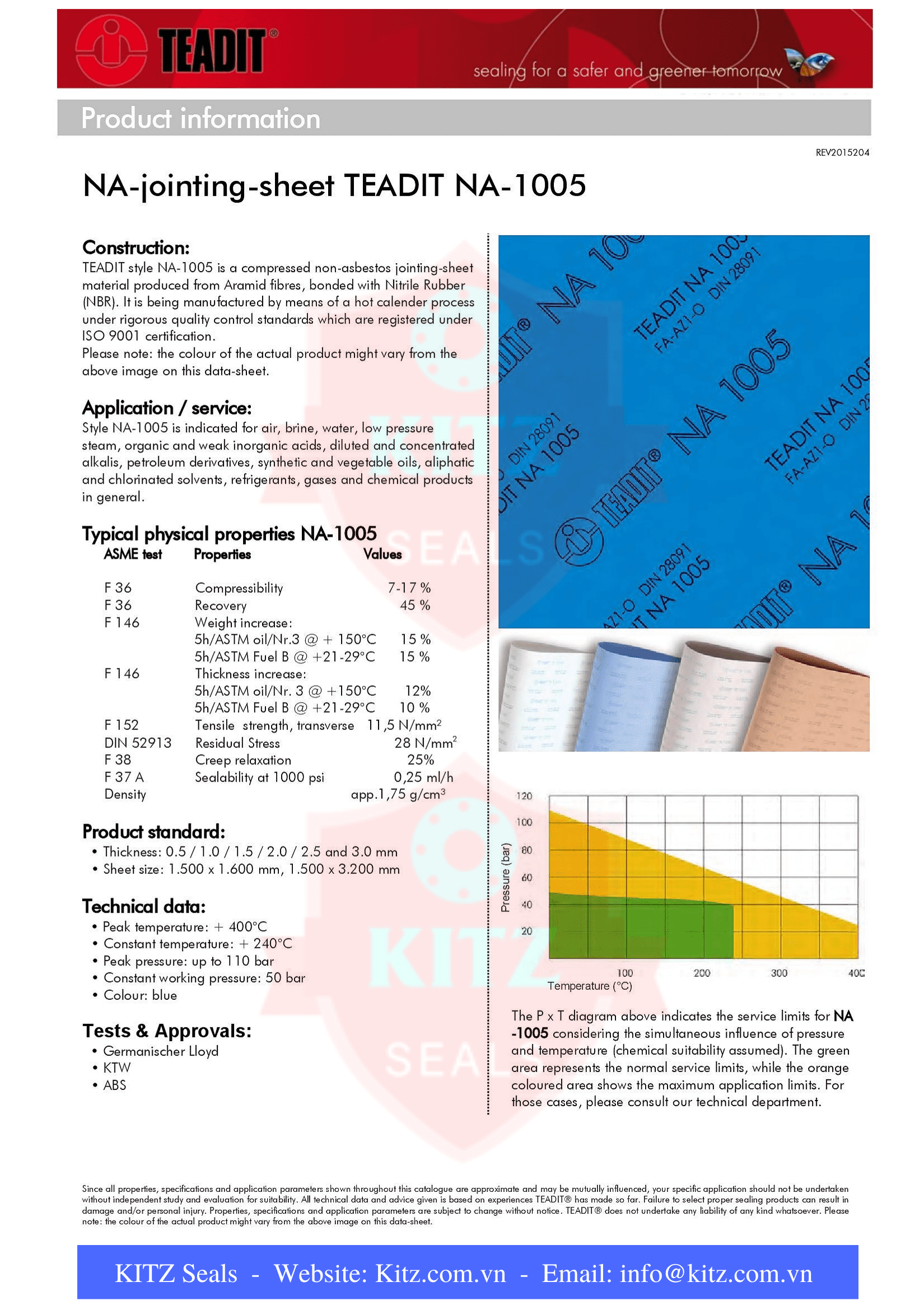 NA-1005 compressed Aramid Fiber sheet TEADIT, NA 1005 Non asbestos gasket, NA-1005 Non asbestos sheet, là gioăng tấm không amiang NA-1005, Vòng đệm NA-1005, NA-1005 gasket 