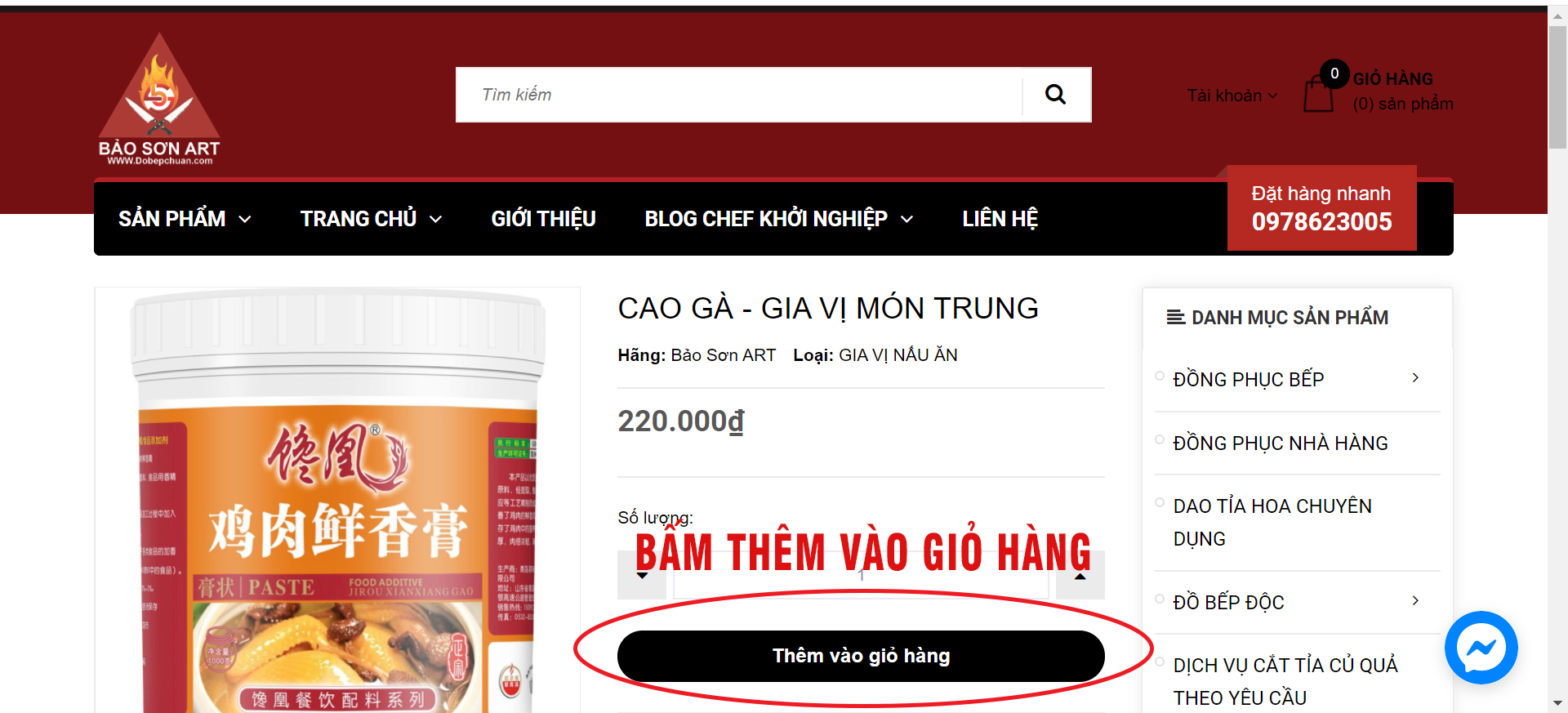 bước 1 thêm vào giỏ hàng