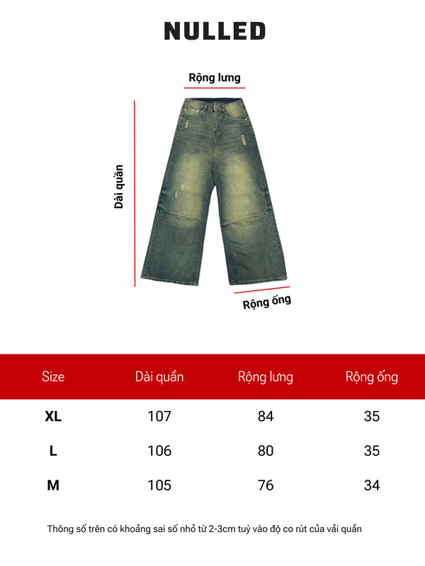 Quần denim ống rộng local brand NULLED