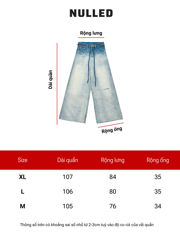 Quần jean denim phối dây local brand NULLED