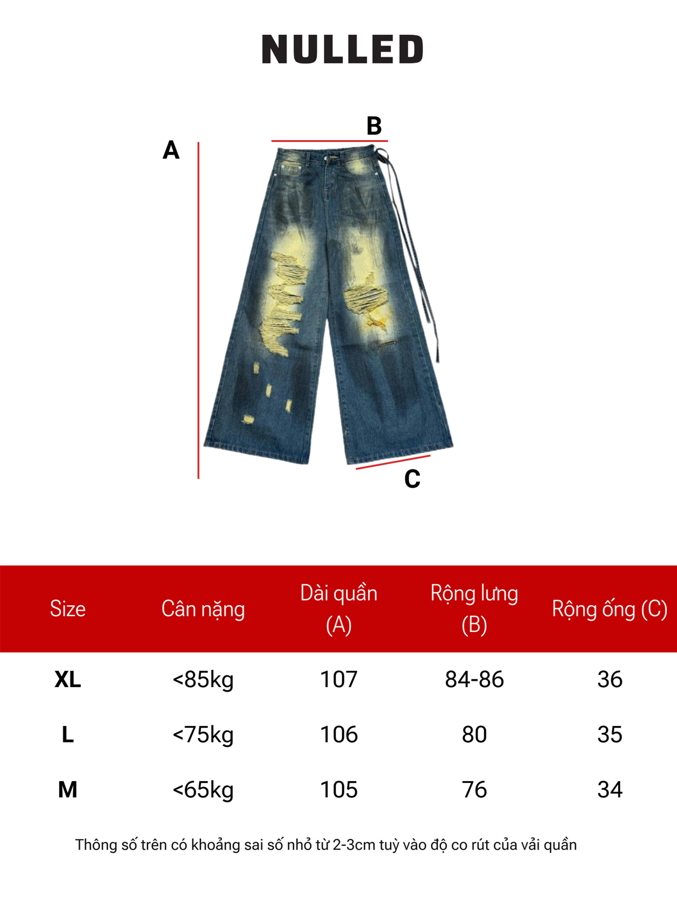 Quần jean ống rộng local brand