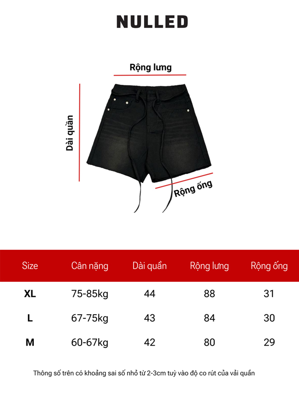 Quần jean short wash ống rộng local brand NULLED