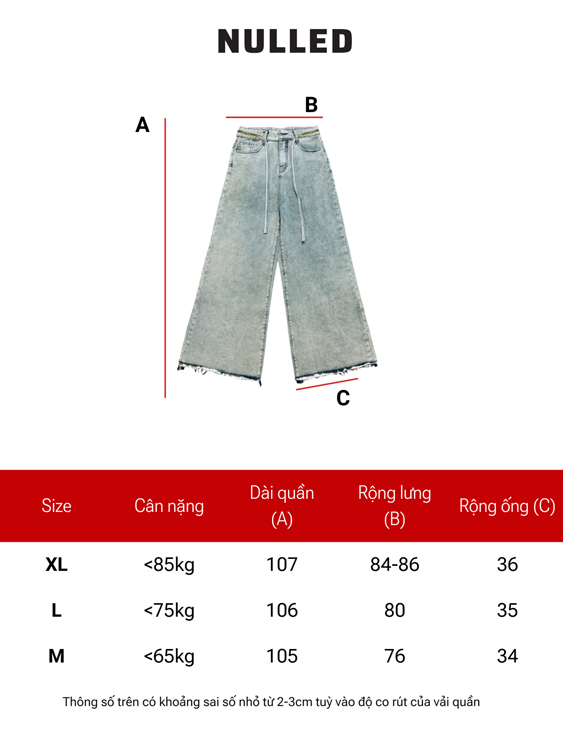 Quần jean nữ ống rộng phối dây local brand NULLED