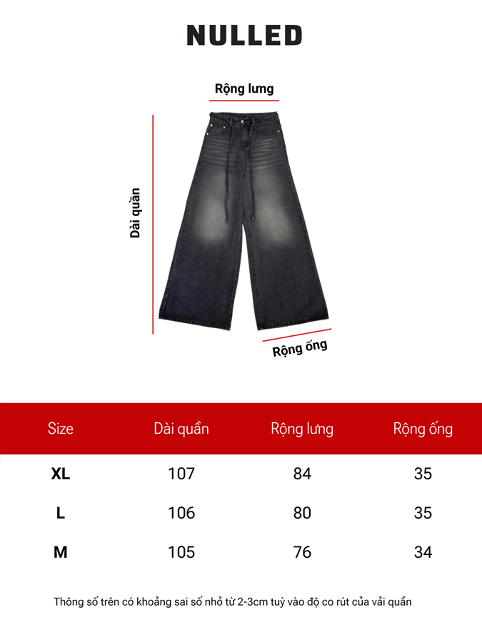 Quần denim wash ống rộng local brand NULLED