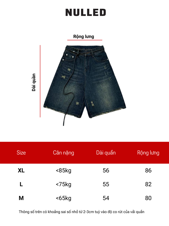 Quần short phối dây denim local brand NULLED