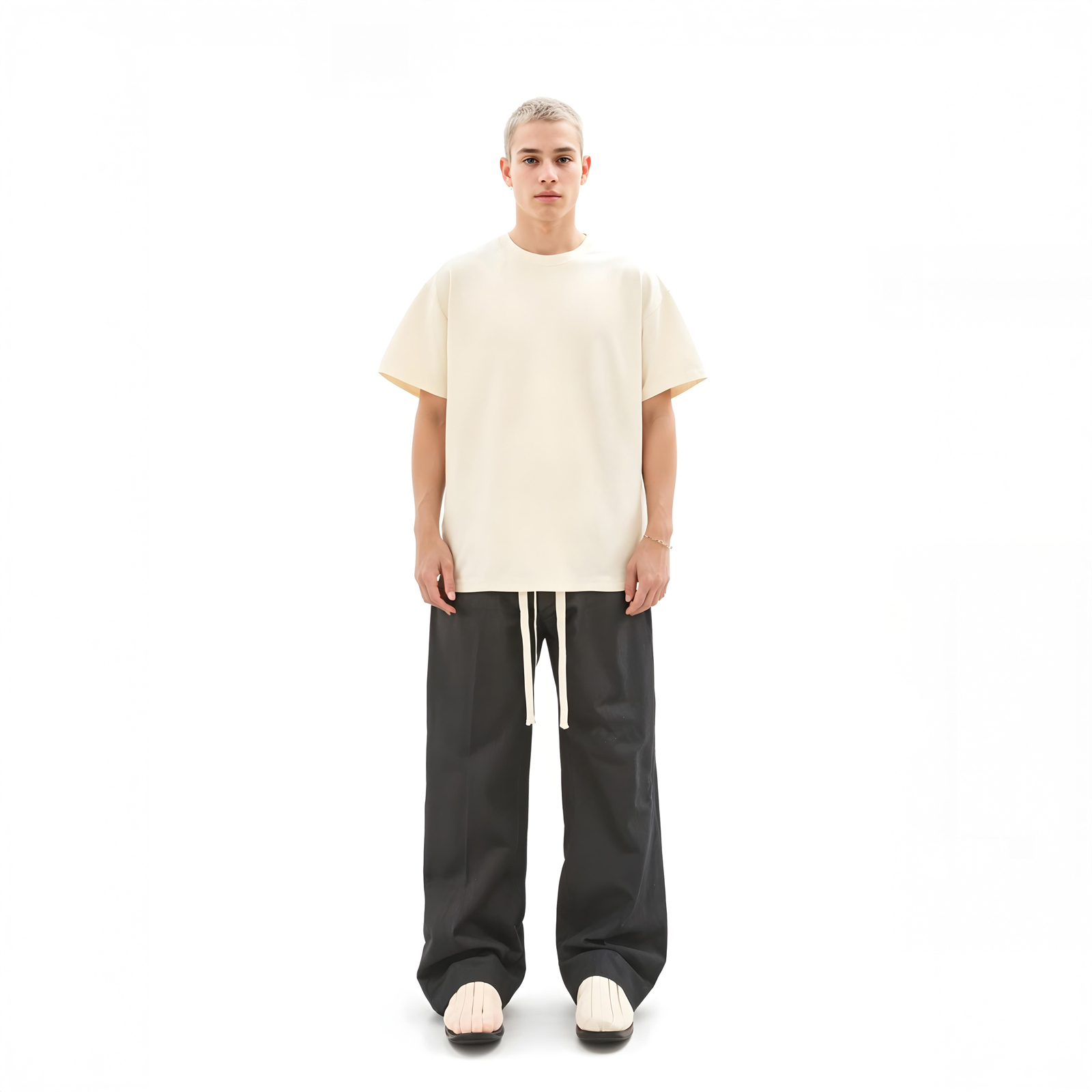 Áo phông màu kem NULLED Basic Tee N-T00-K