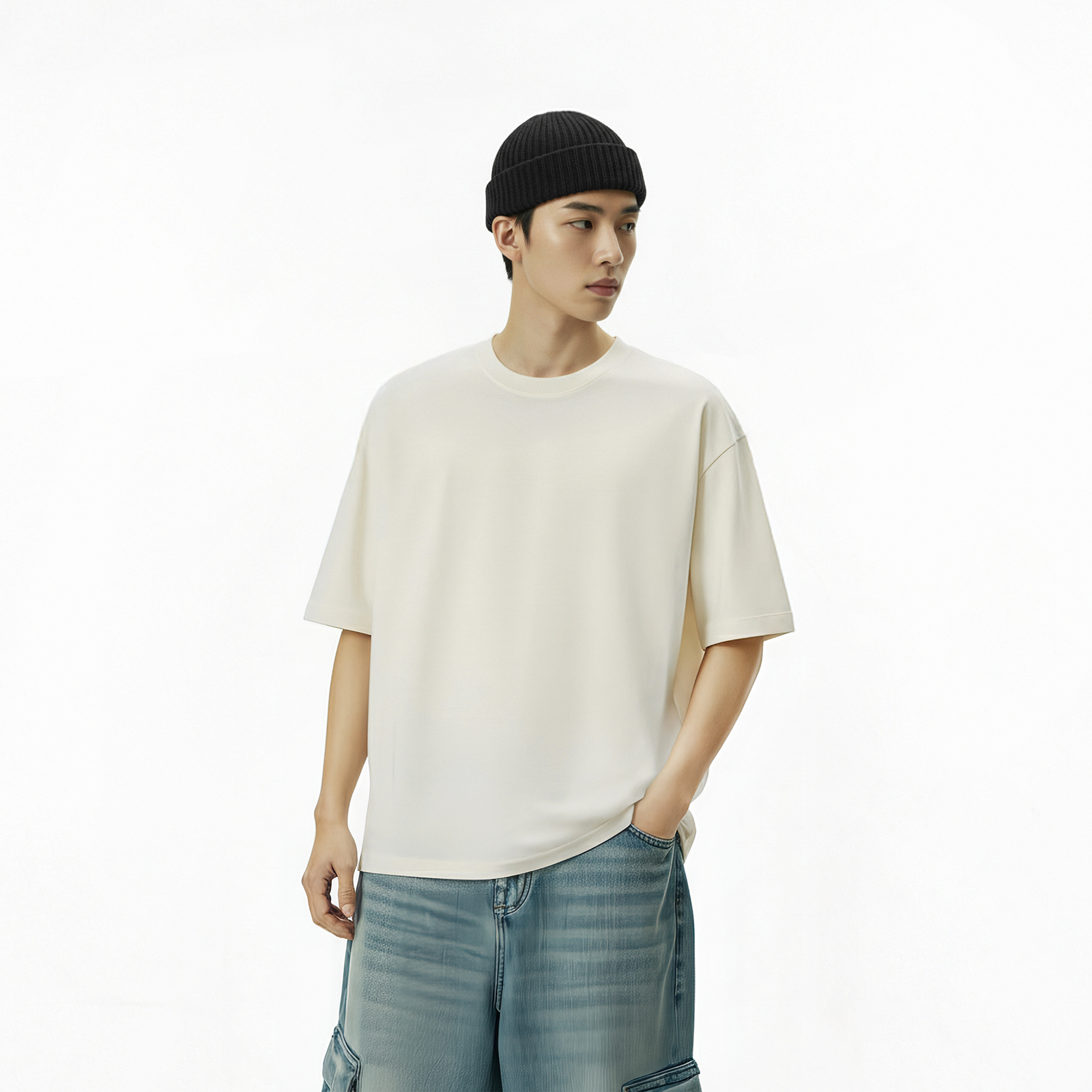 Áo phông màu kem NULLED Basic Tee N-T00-K