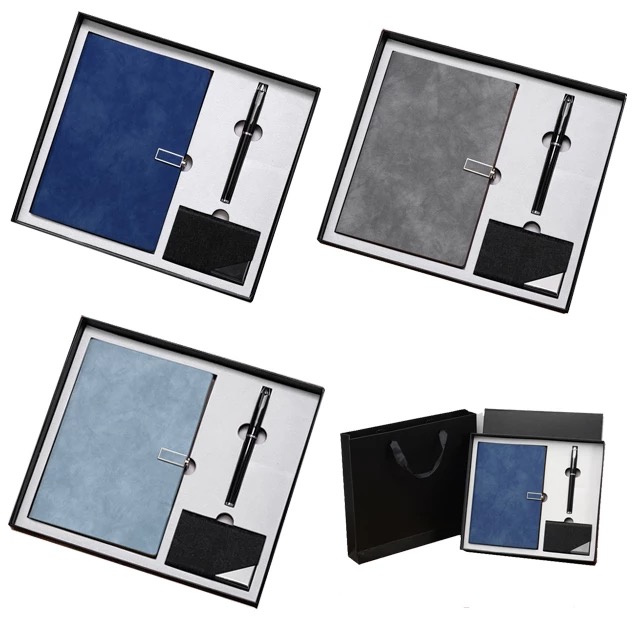 bộ quà tặng sổ da bút kim loại